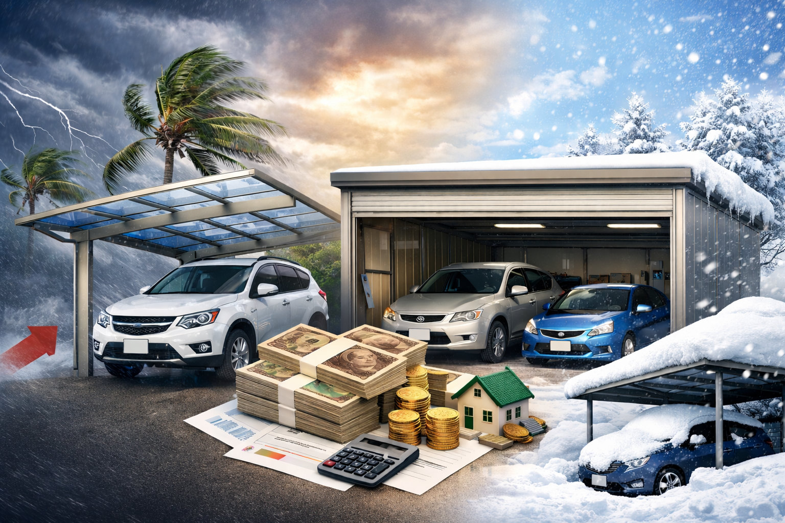 【費用相場から解説】失敗しないカーポート・ガレージ選び！台風・積雪に強い製品と補助金活用術